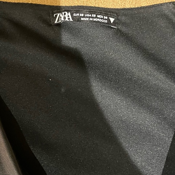 Black Leather V-neck Mini Dress - Picture 2 of 5